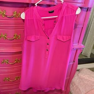 Torrid Vibrant Pink Button-Front Blouse sleeveless size 1